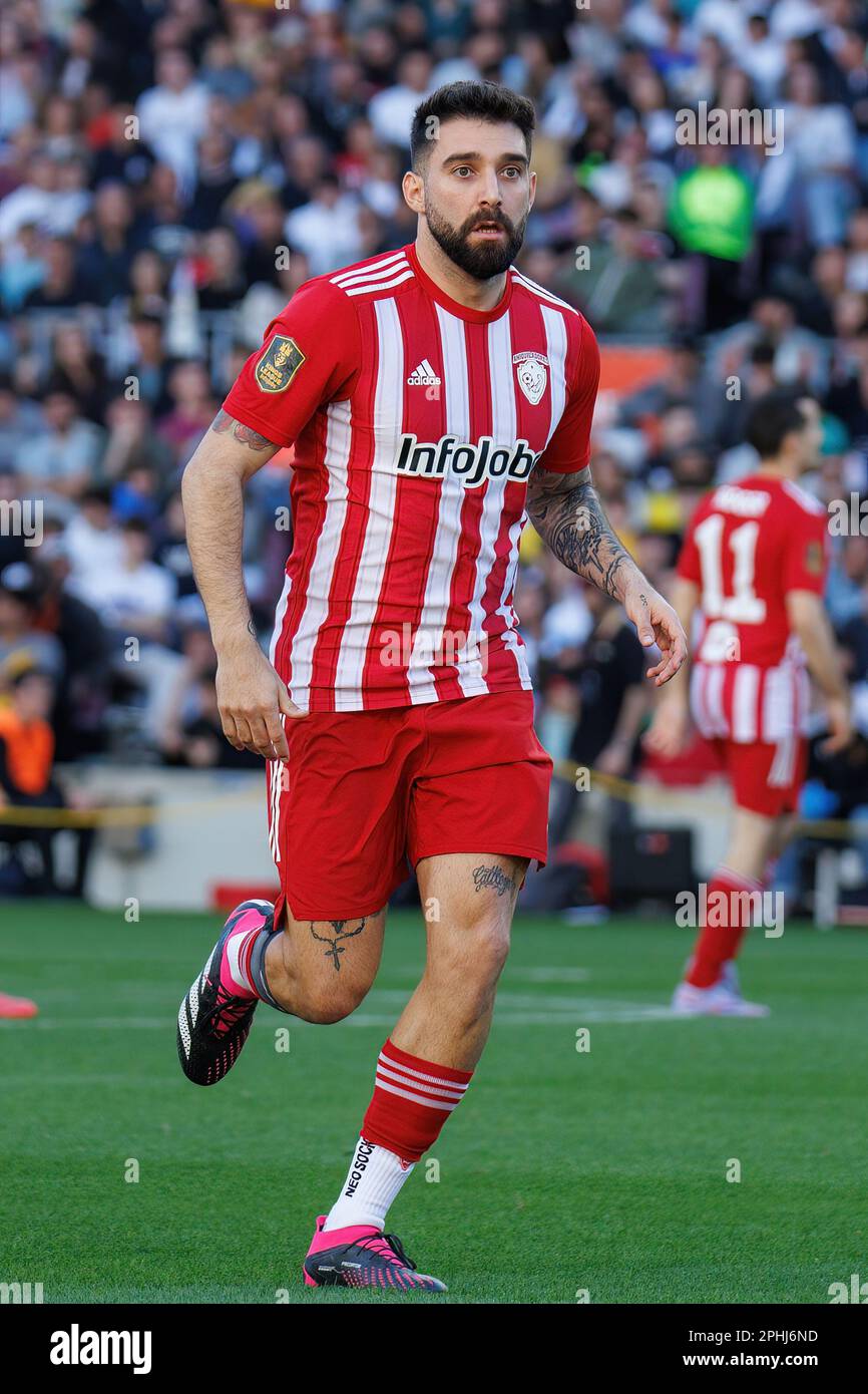 BARCELONA - MAR 26: Fran Hernandez in action during the Final Four of the Kings League InfoJobs Tournament at the Spotify Camp Nou Stadium on March 26 Stock Photo