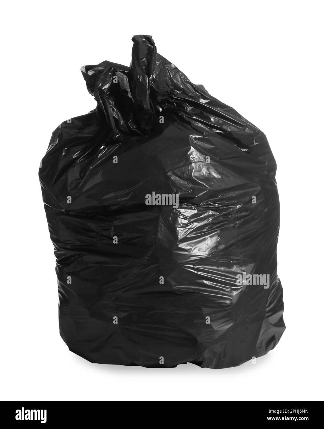 Black trash bag full of garbage isolated on white Stock Photo Alamy