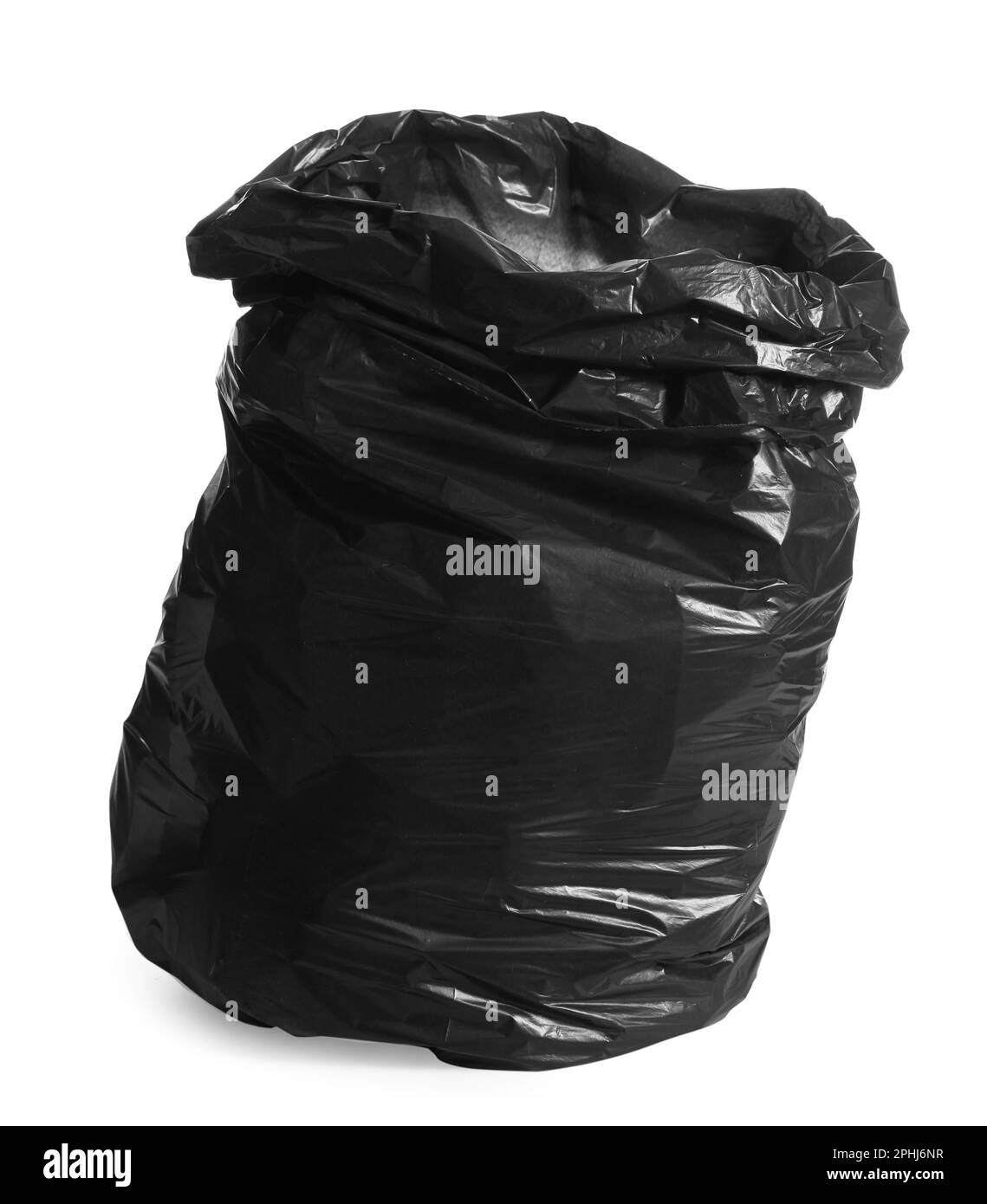 Black trash bag full of garbage isolated on white Stock Photo Alamy