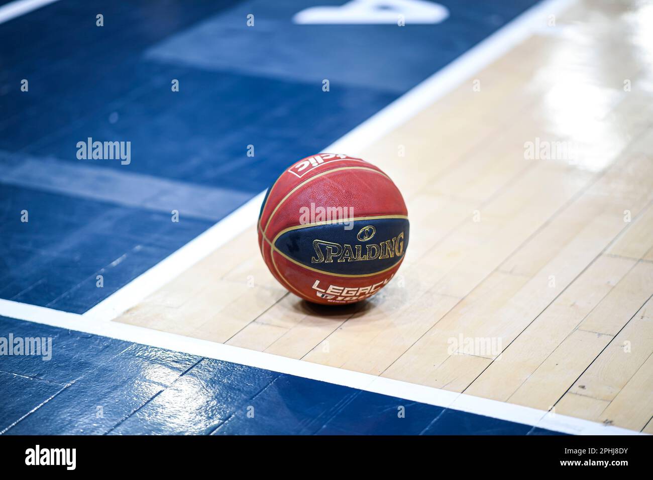 Paris, France. 28th Mar, 2023. Spalding ball illustration during the French  championship, Betclic elite basketball match between Le Mans Sarthe Basket ( MSB) and Metropolitans 92 (Mets or Boulogne-Levallois) on March 28, 2023