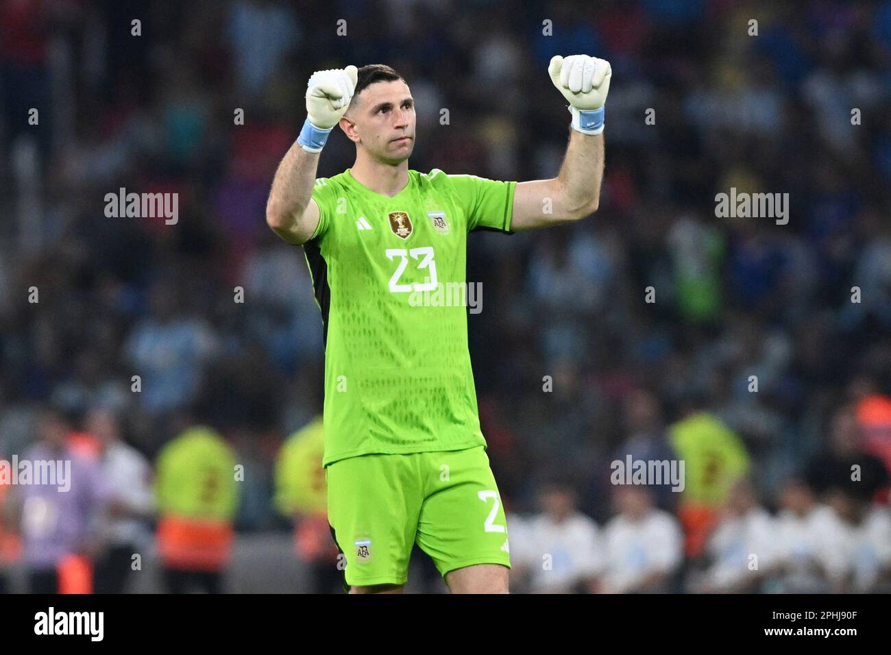 Santiago del Estero, Argentina, 28th Mar, 2023. Emiliano Martinez of Argentina, during the match between Argentina and Curacao, for the International Friendly 2023, at Unico Madre de Ciudades Stadium, in Santiago del Estero on March 28. Photo: Luciano Bisbal/DiaEsportivo/Alamy Live News Stock Photo
