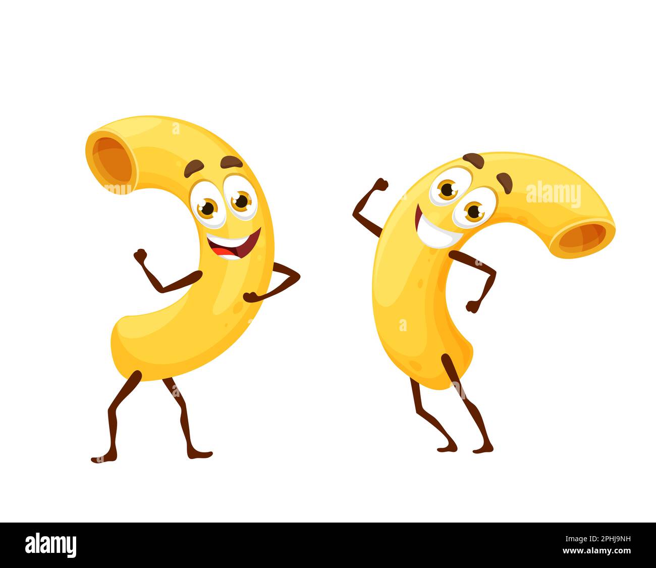 Cartoon maccheroni pasta characters. Cheerful lively macaroni ...