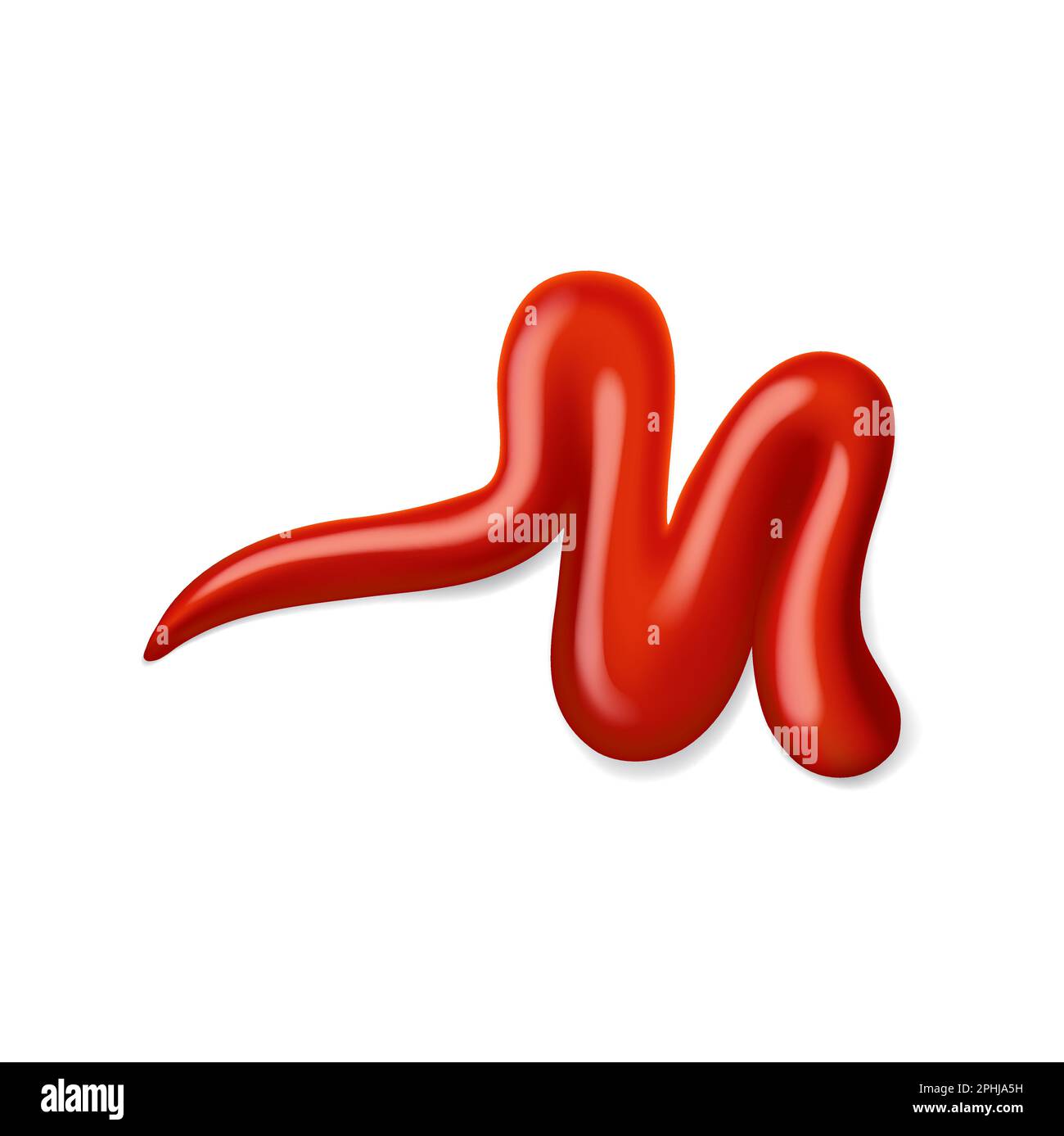 Ketchup stain and splash, red curly tomato sauce swirl. Isolated vector