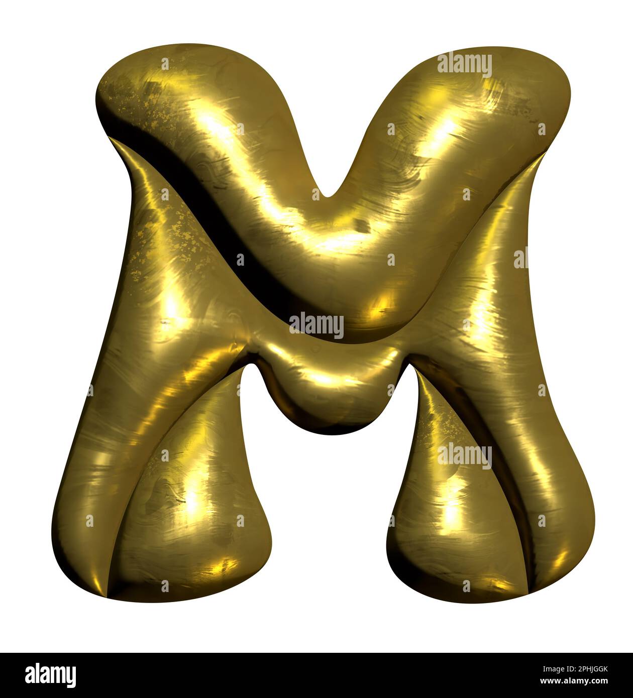 Shiny gold balloon metallic letter M capital, 3D clipart Stock Photo