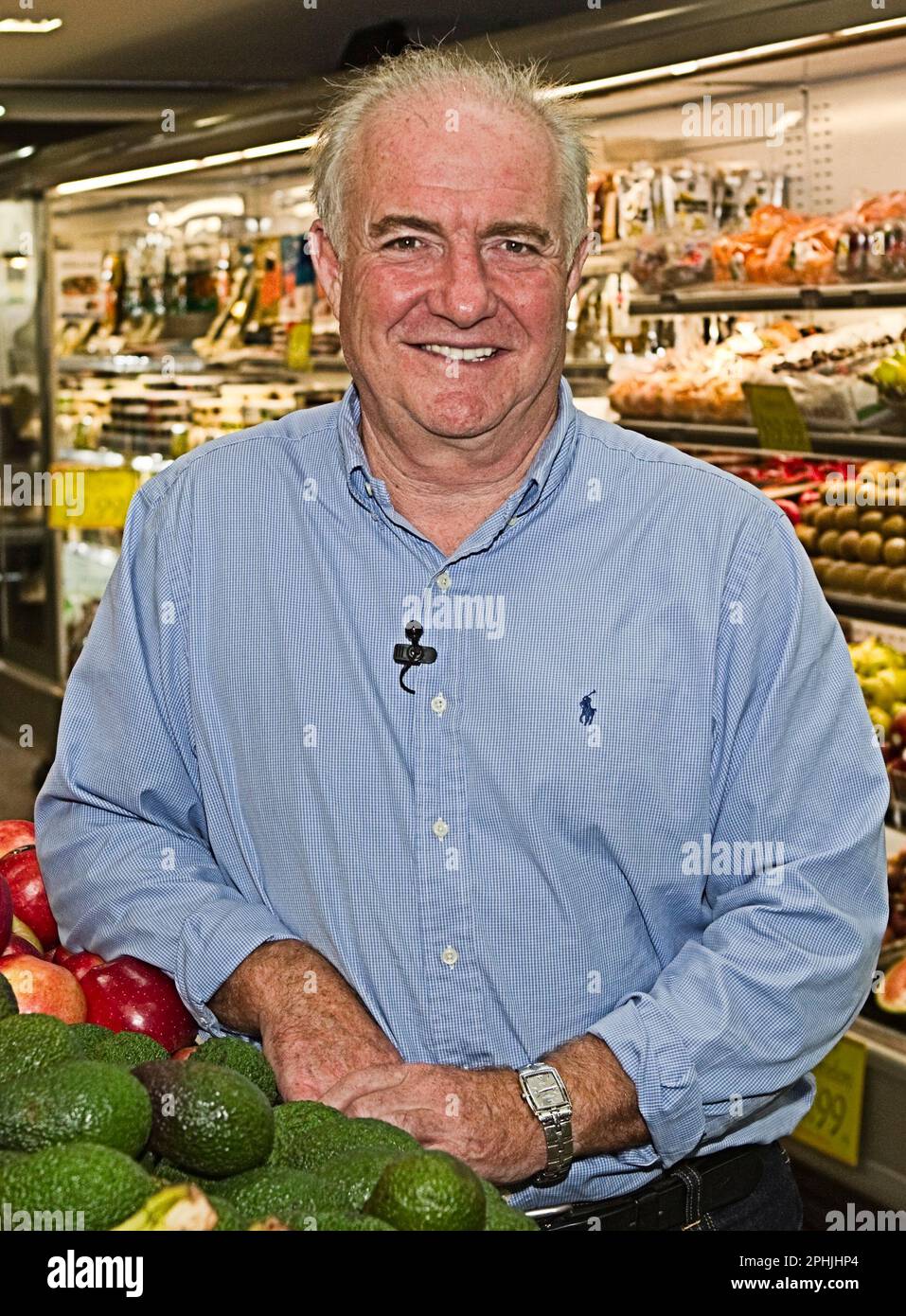 International celebrity chef Rick Stein at a media conference ahead of his four-show New Zealand theatre tour, Nosh Food Market, Auckland, New Zealand Stock Photo