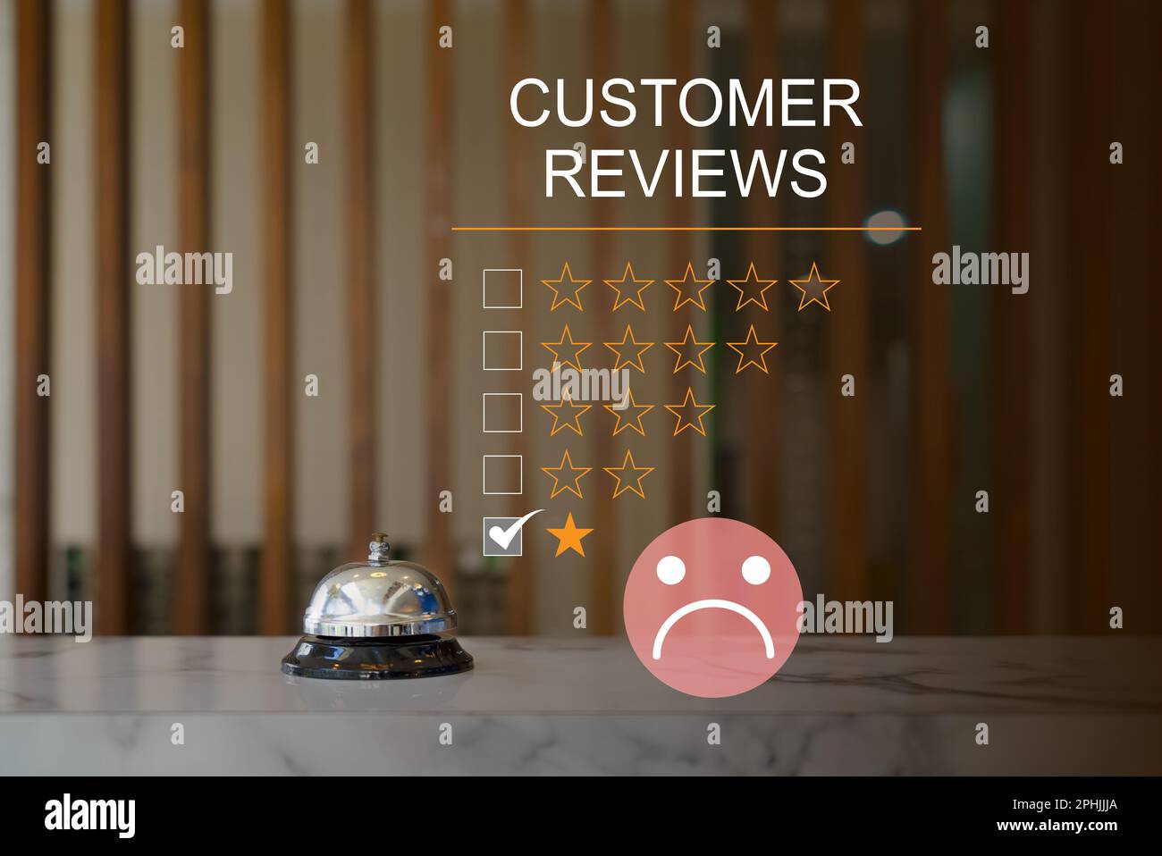 Customer Experience dissatisfied Concept, silver service bell on hotel