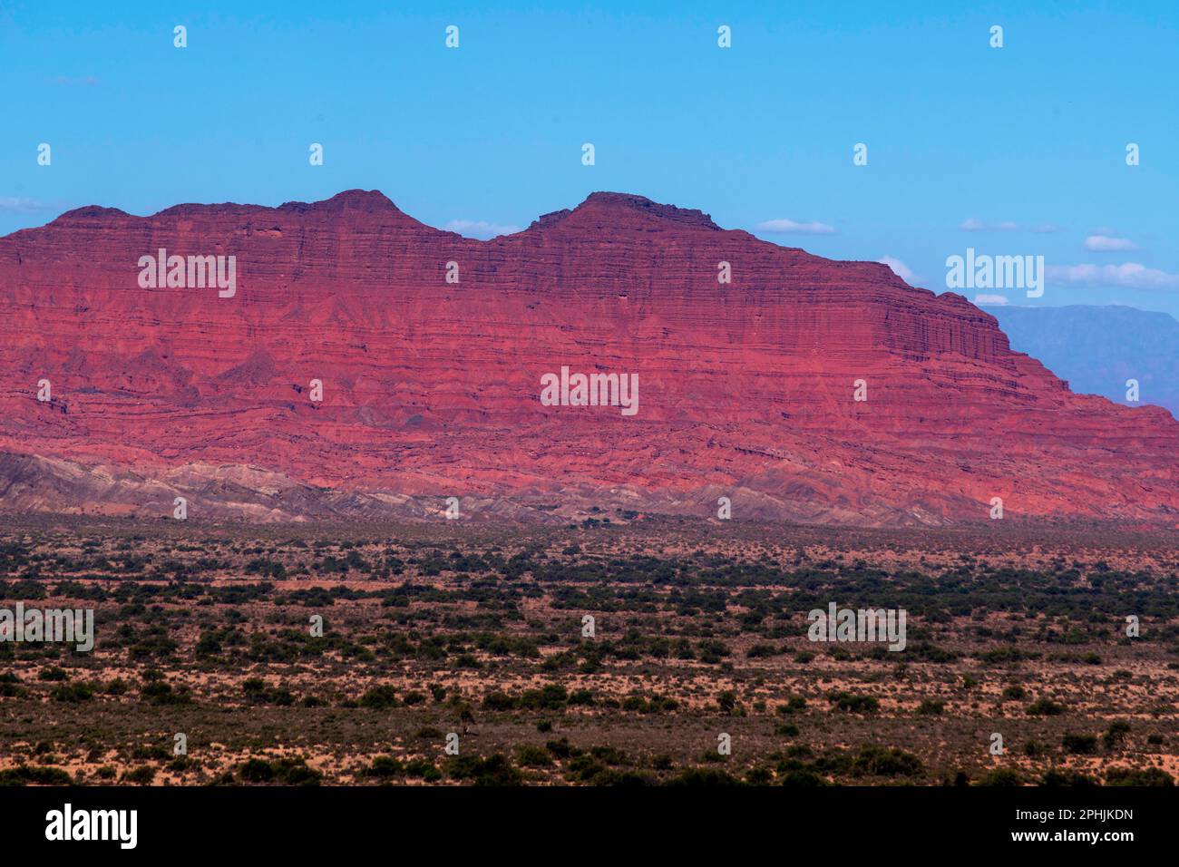 Red mountain as seen from the Ruta 40 near Guandacol, La Rioja Province, Argentina Stock Photo