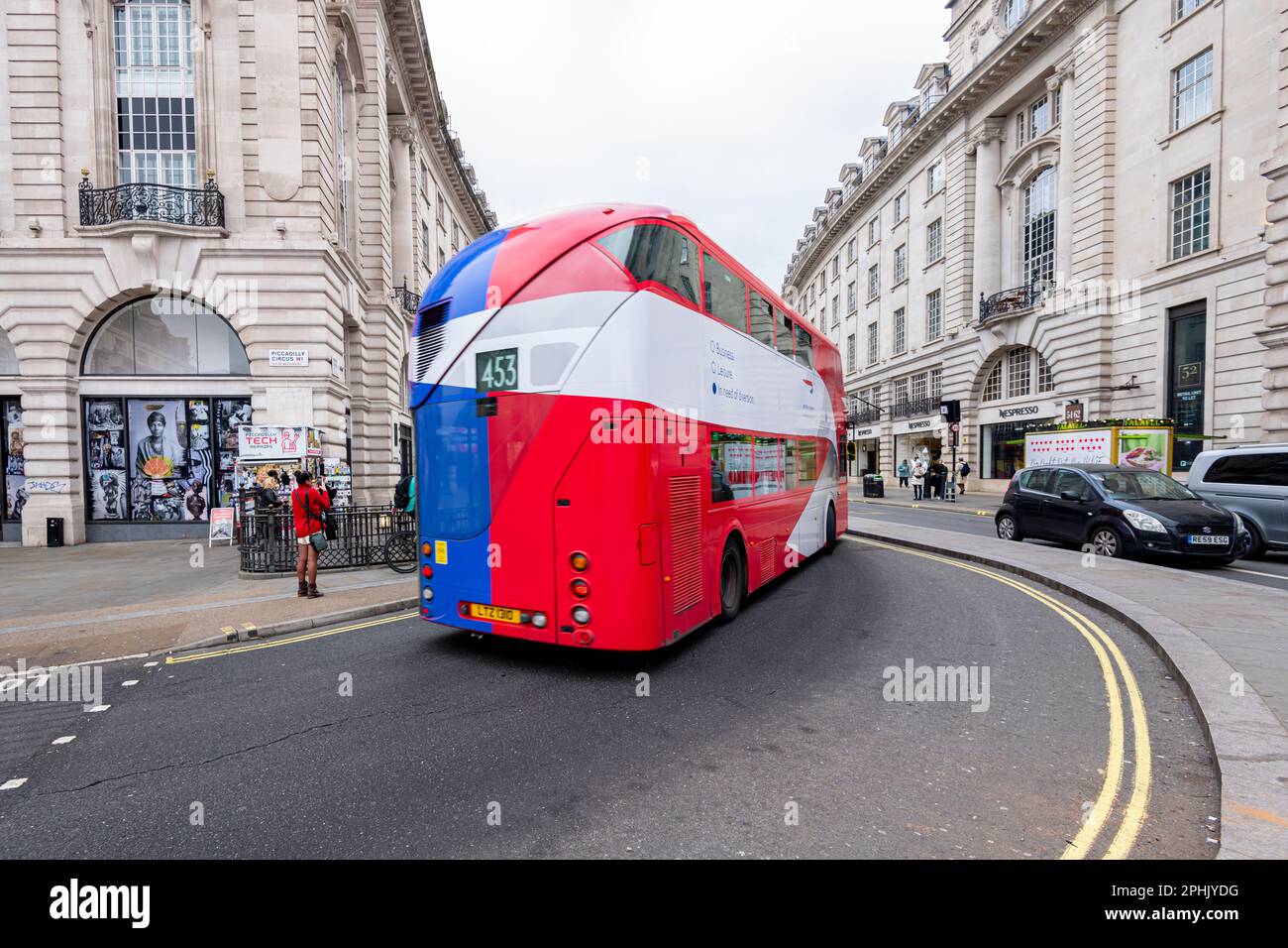 Toot bus, a hop on, hop off tour bus seen on Piccadilly in London Stock Photo