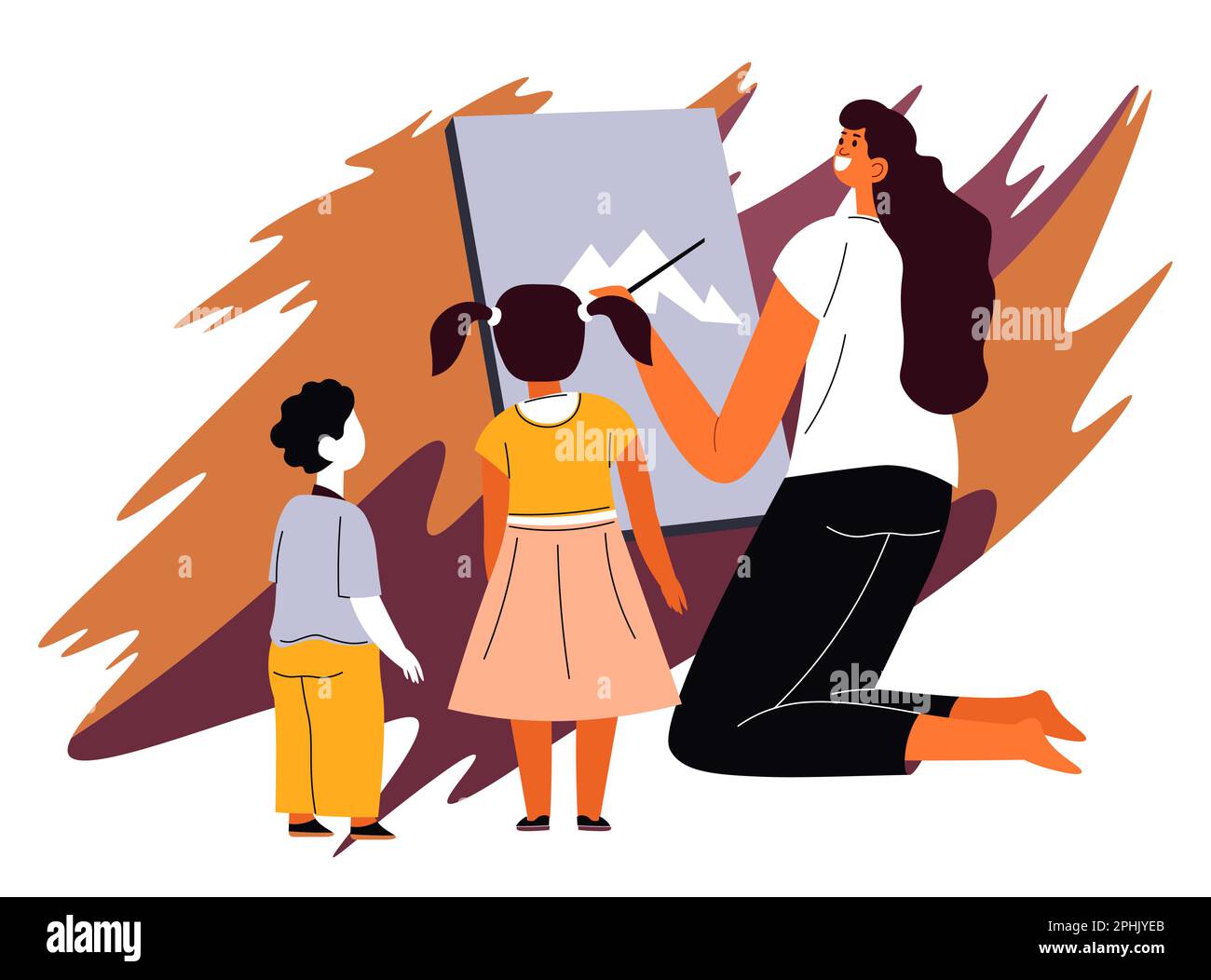 Woman Teaching Kids To Draw, Art School Lesson Stock Vector Image & Art 