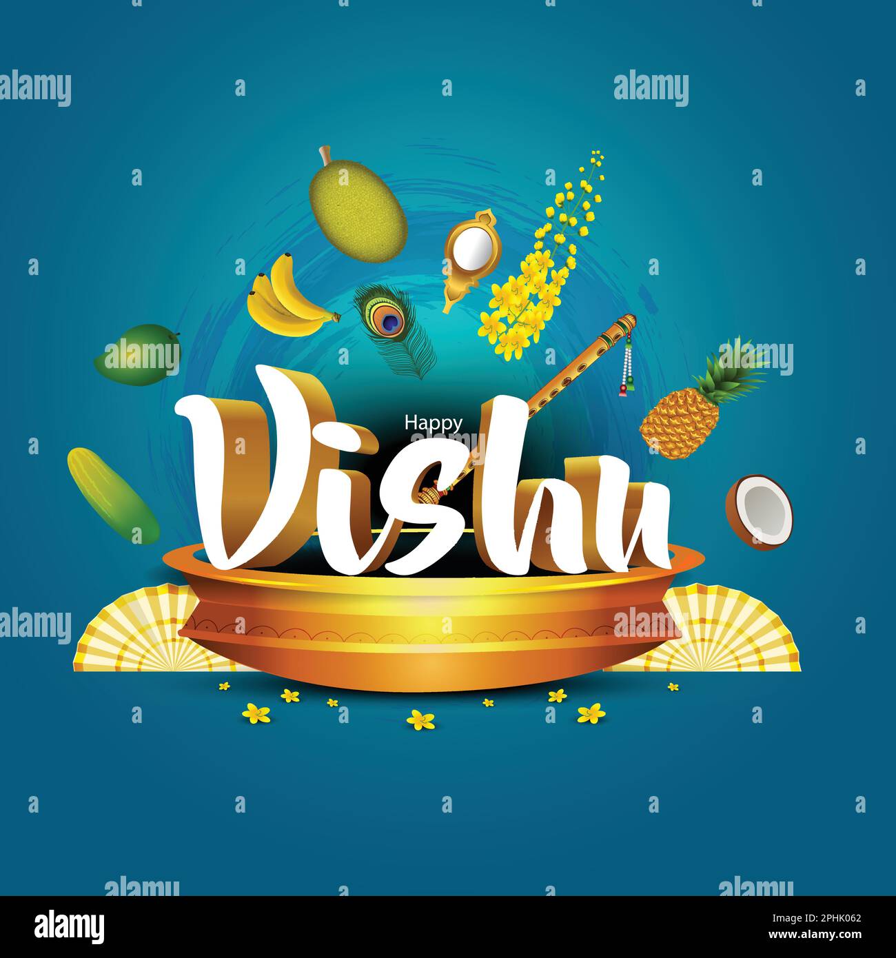 Kerala festival happy vishu greetings. abstract vector illustration design. Stock Vector