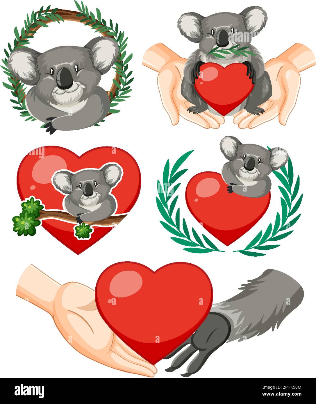 Set of koala bear with hand to save animal illustration Stock Vector ...