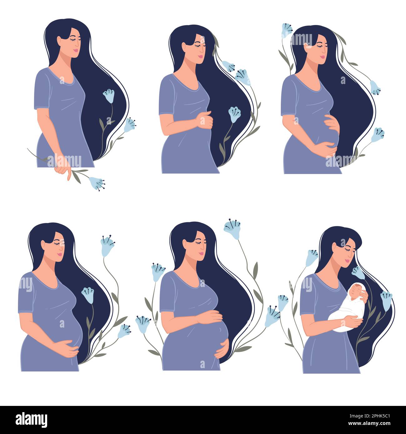 Female character awaiting for kid, expectant mom Stock Vector Image ...