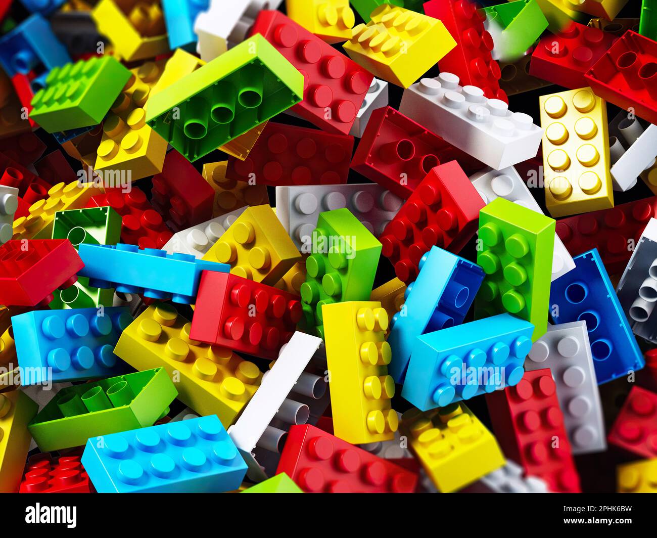 Multi colored building blocks background. 3D illustration Stock Photo