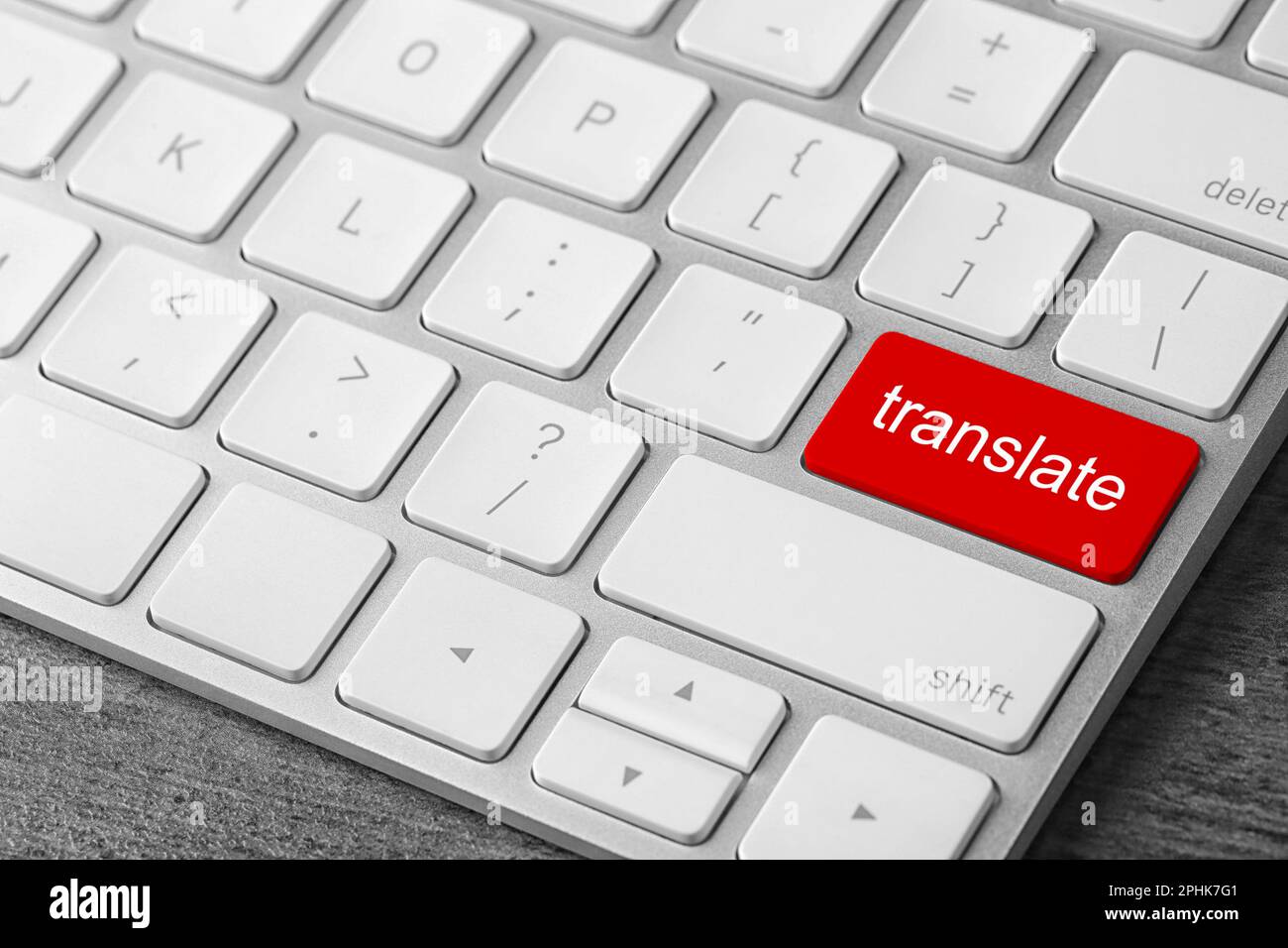 Red button with word TRANSLATE on computer keyboard, closeup view Stock Photo