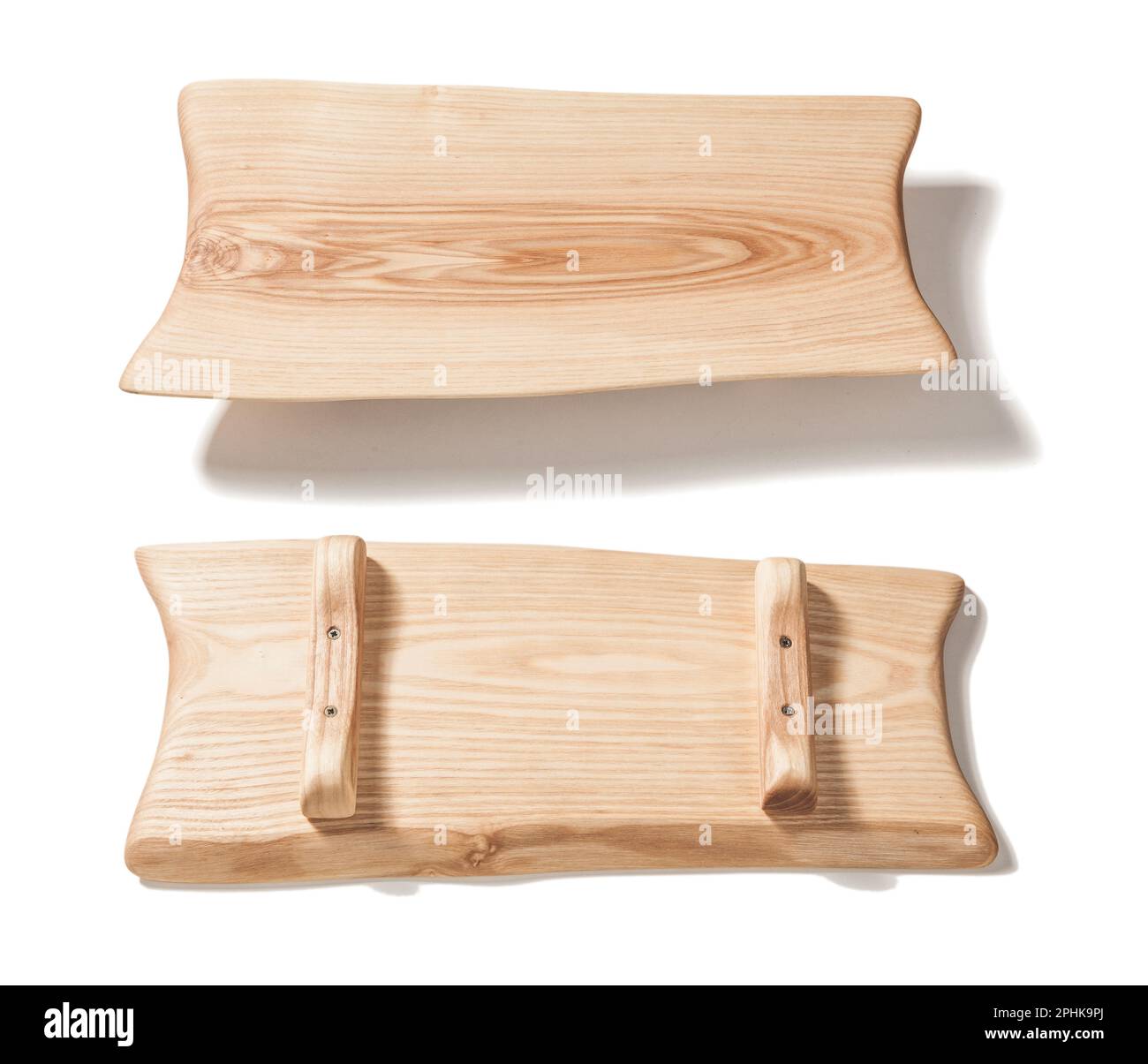 Two Side Life Edged Shaped Ash Tree Wooden Kitchen Tray Stock Photo