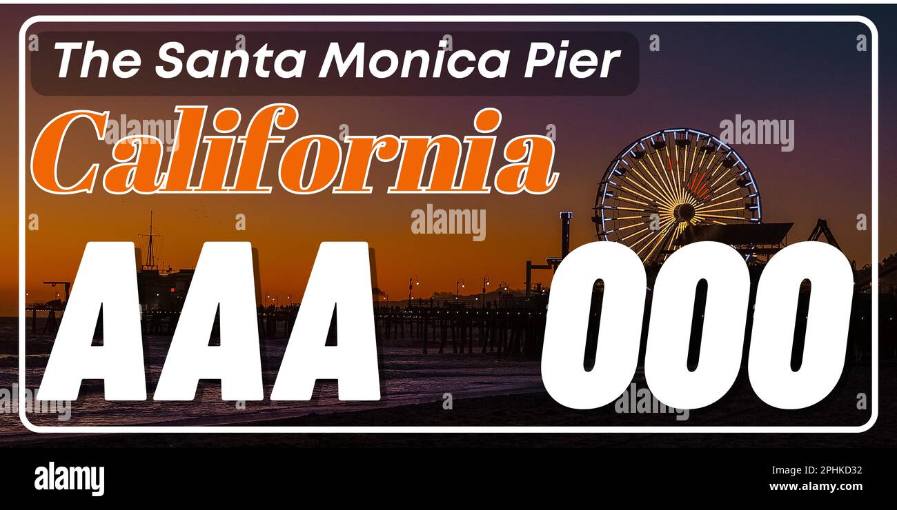 Vehicle license plates marking in California in United States of America, Car plates. Vehicle