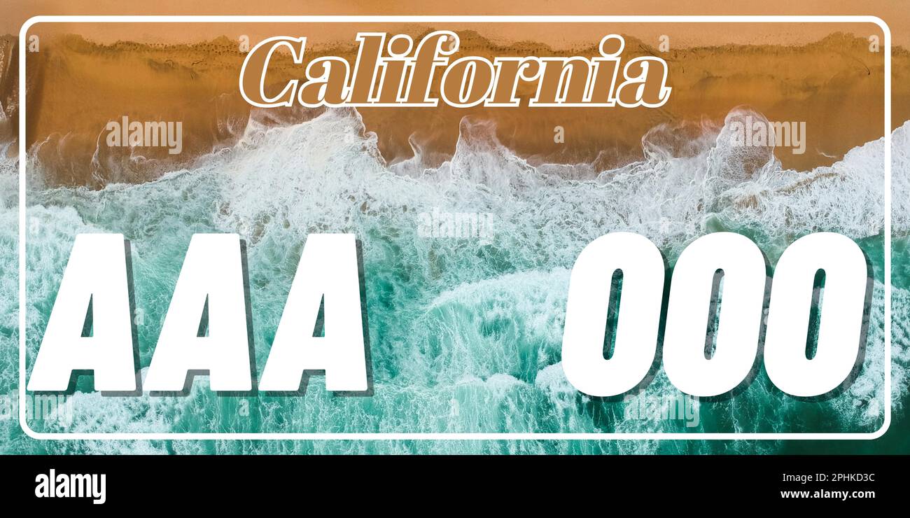 Vehicle license plates marking in California in United States of America, Car plates. Vehicle