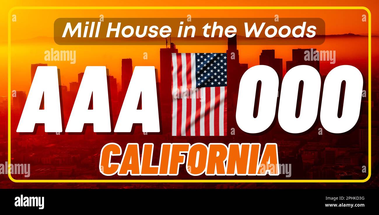 Vehicle license plates marking in California in United States of America, Car plates. Vehicle