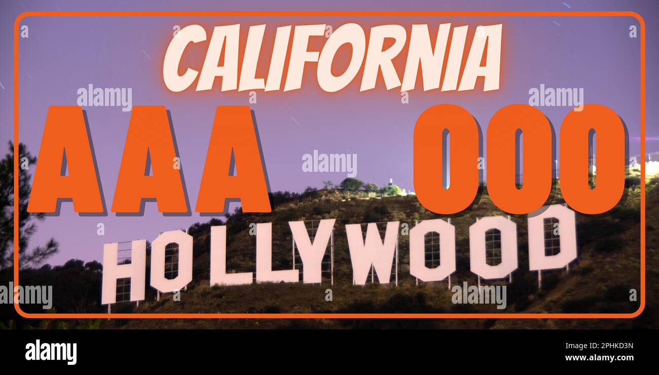 Vehicle license plates marking in California in United States of America, Car plates. Vehicle