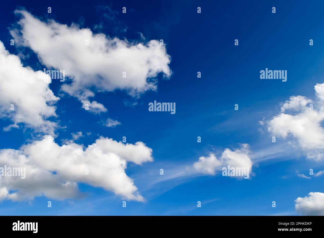 Blue sky with white clouds in summer Stock Photo - Alamy