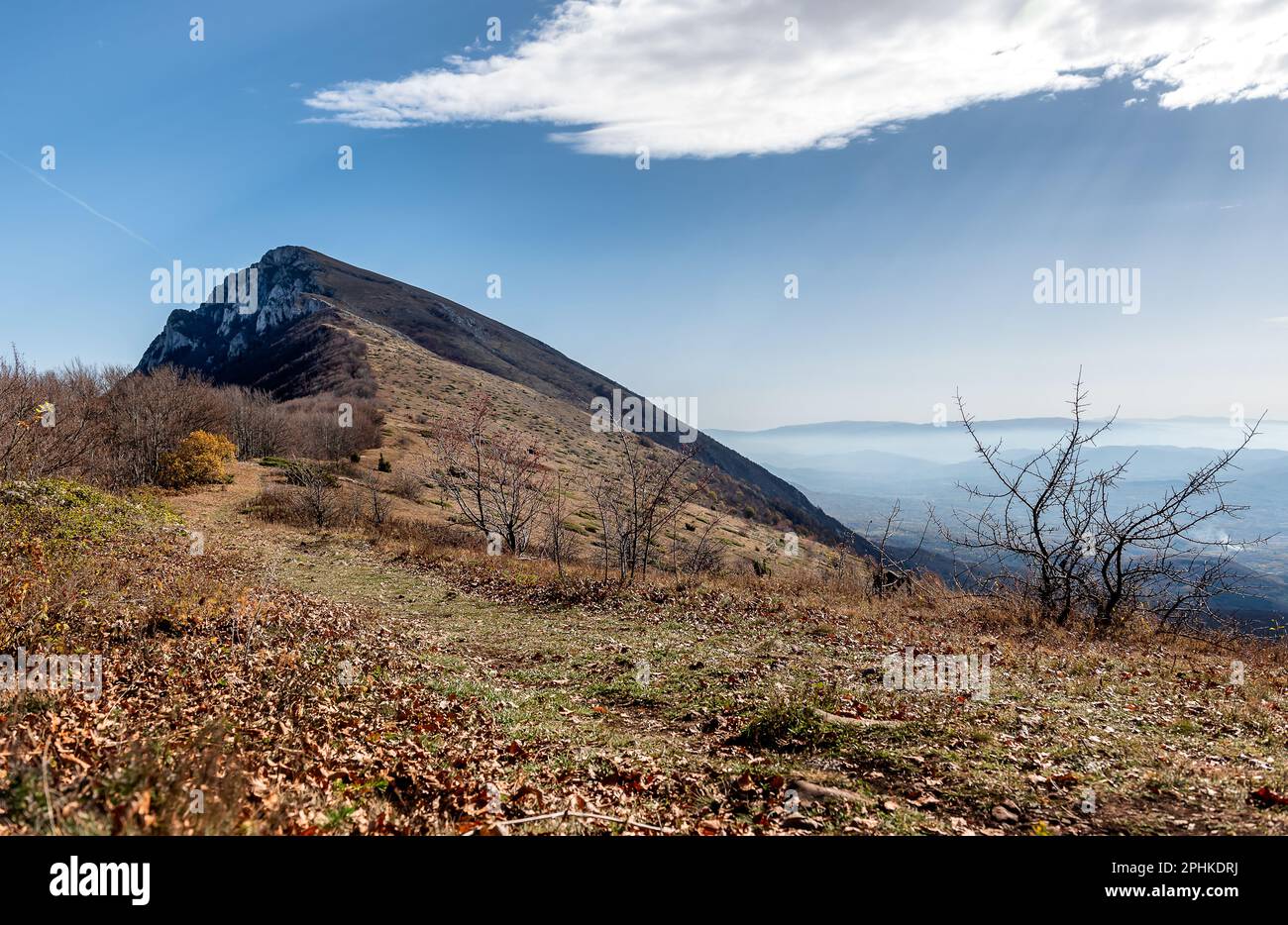 View to the peak Trem, highest peak of Suva planina (english translation Dry mountain) in southeastern Serbia Stock Photo