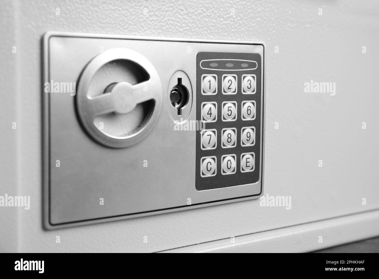 Closed steel safe with electronic lock, closeup Stock Photo Alamy