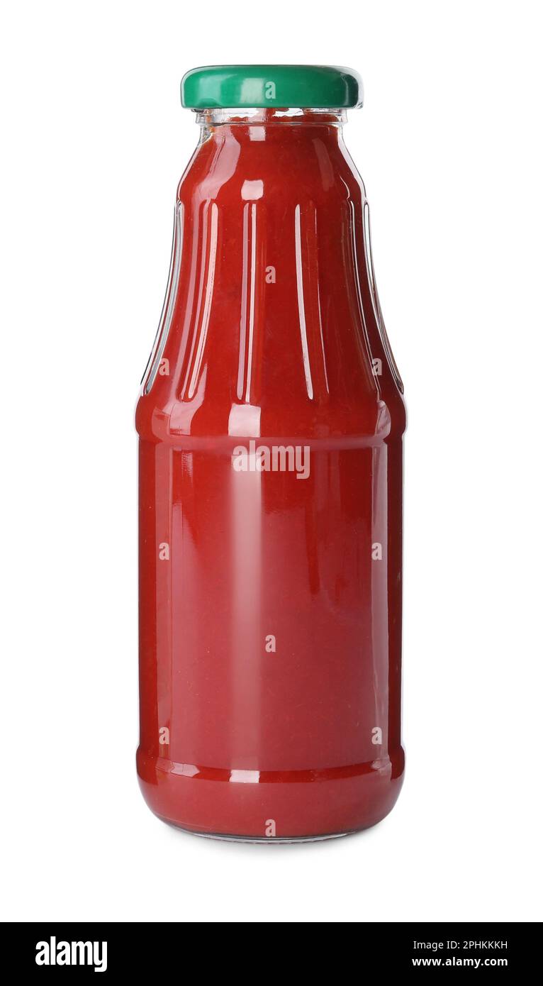 Glass bottle of ketchup isolated on white Stock Photo Alamy