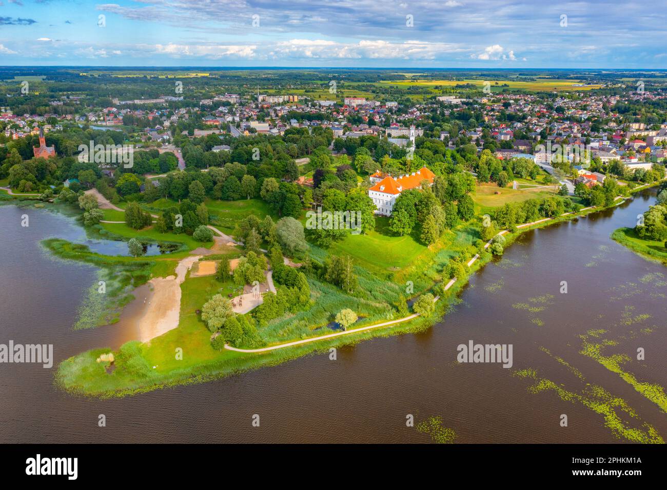 Aerial view of Birzai Castle in Lithuania Stock Photo Alamy