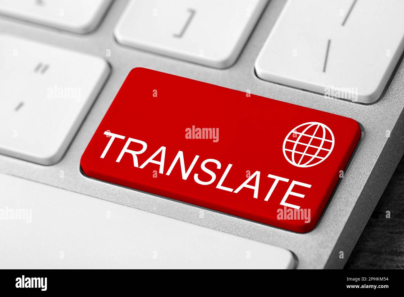 Red button with word TRANSLATE on computer keyboard, closeup view Stock Photo