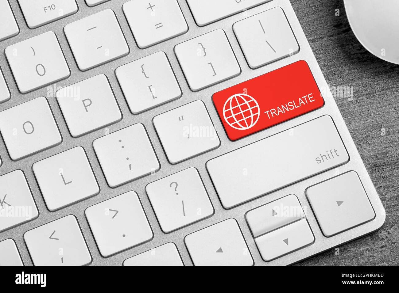 Red button with word TRANSLATE on computer keyboard, closeup view Stock Photo