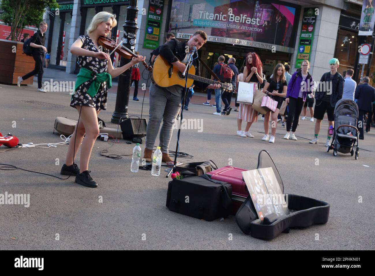 Jason Flynn & Ella (on Violin) busking on Grafton Street, Dublin