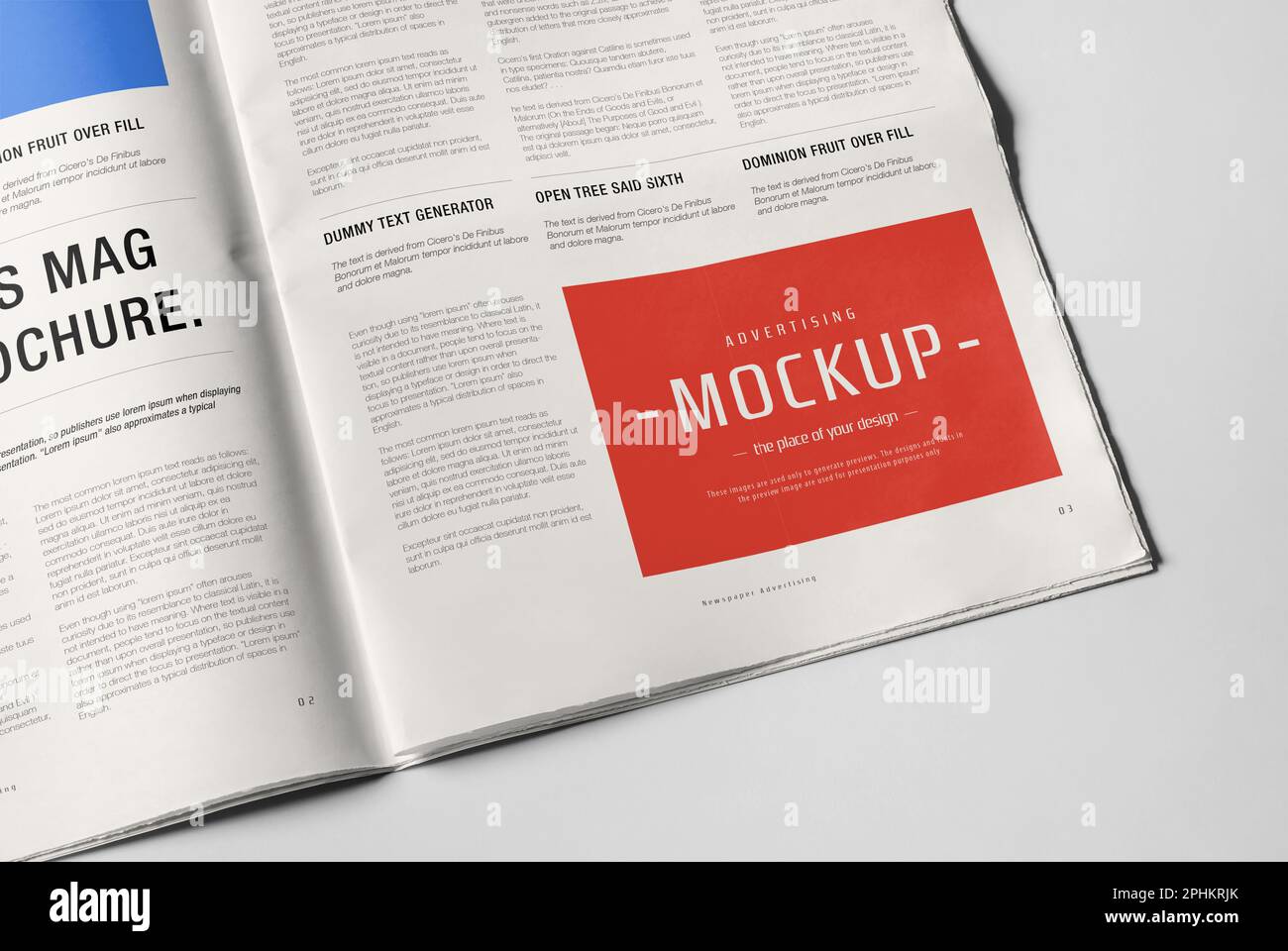 Newspaper Advertising Banner on Magazine, Brochure Mockup 3D Rendering