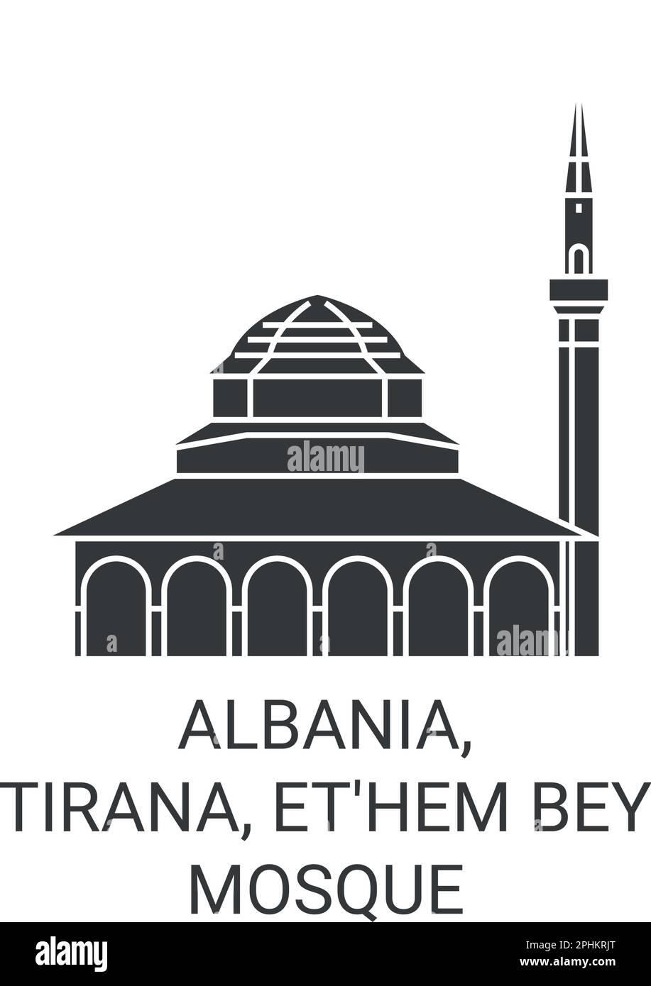 Albania, Tirana, Et'hem Bey Mosque travel landmark vector illustration Stock Vector