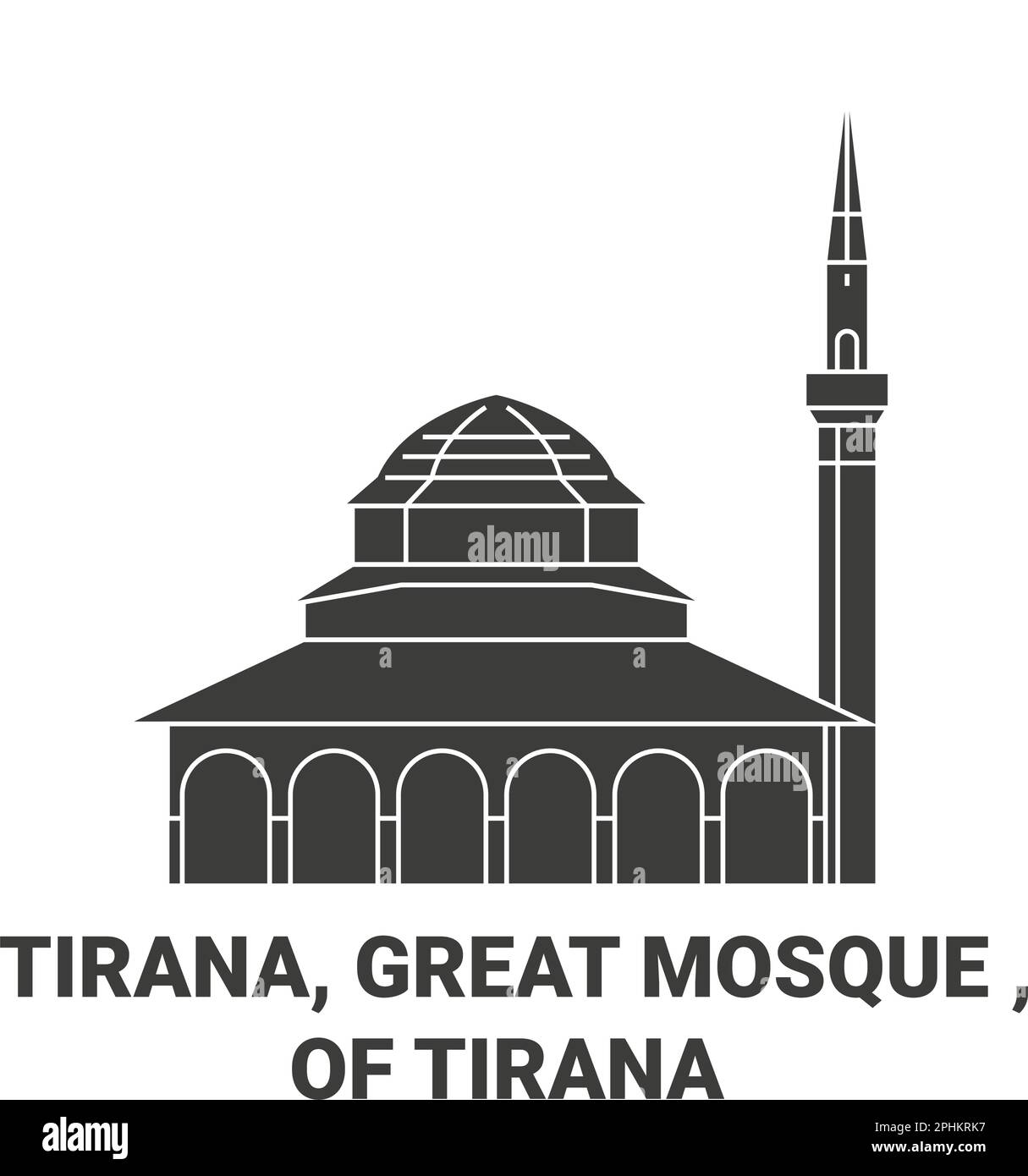 Albania, Tirana, Great Mosque , Of Tirana travel landmark vector illustration Stock Vector