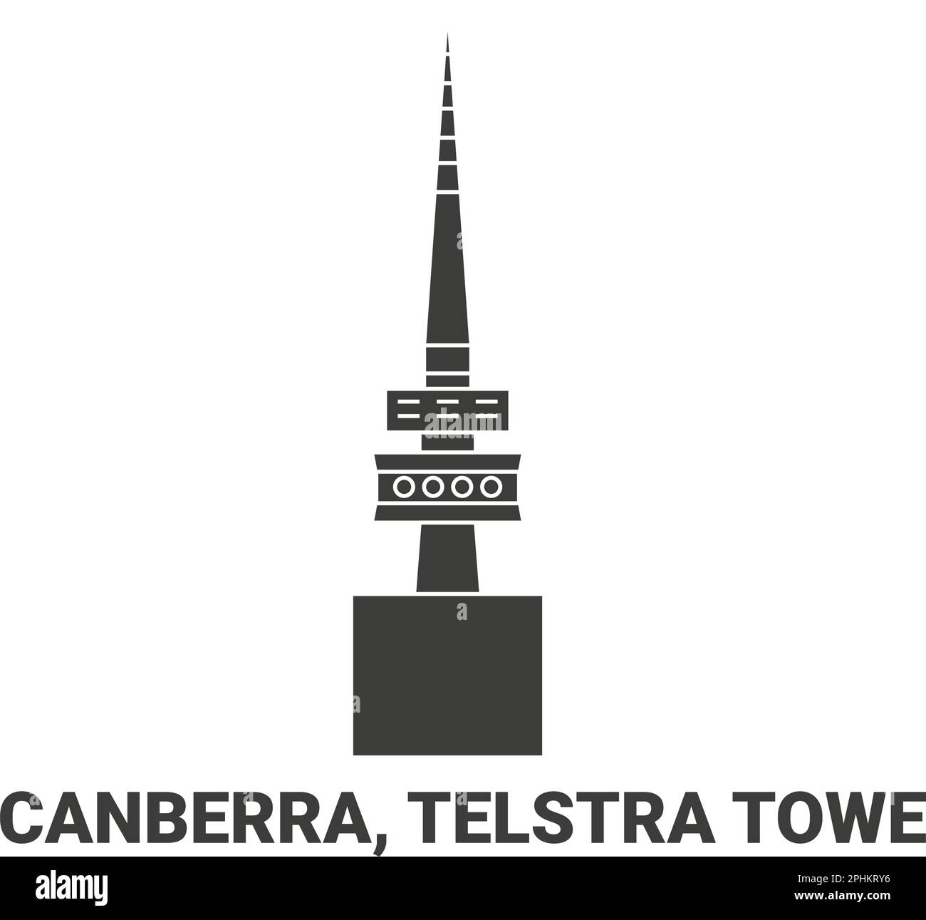 Australia, Canberra, Telstra Towe, travel landmark vector illustration Stock Vector