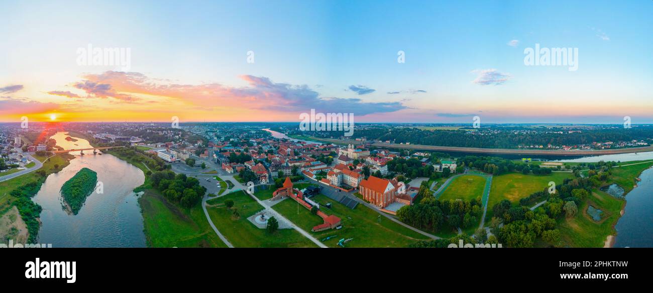 Sunrise panorama of the old town of Kaunas, Lithuania Stock Photo - Alamy