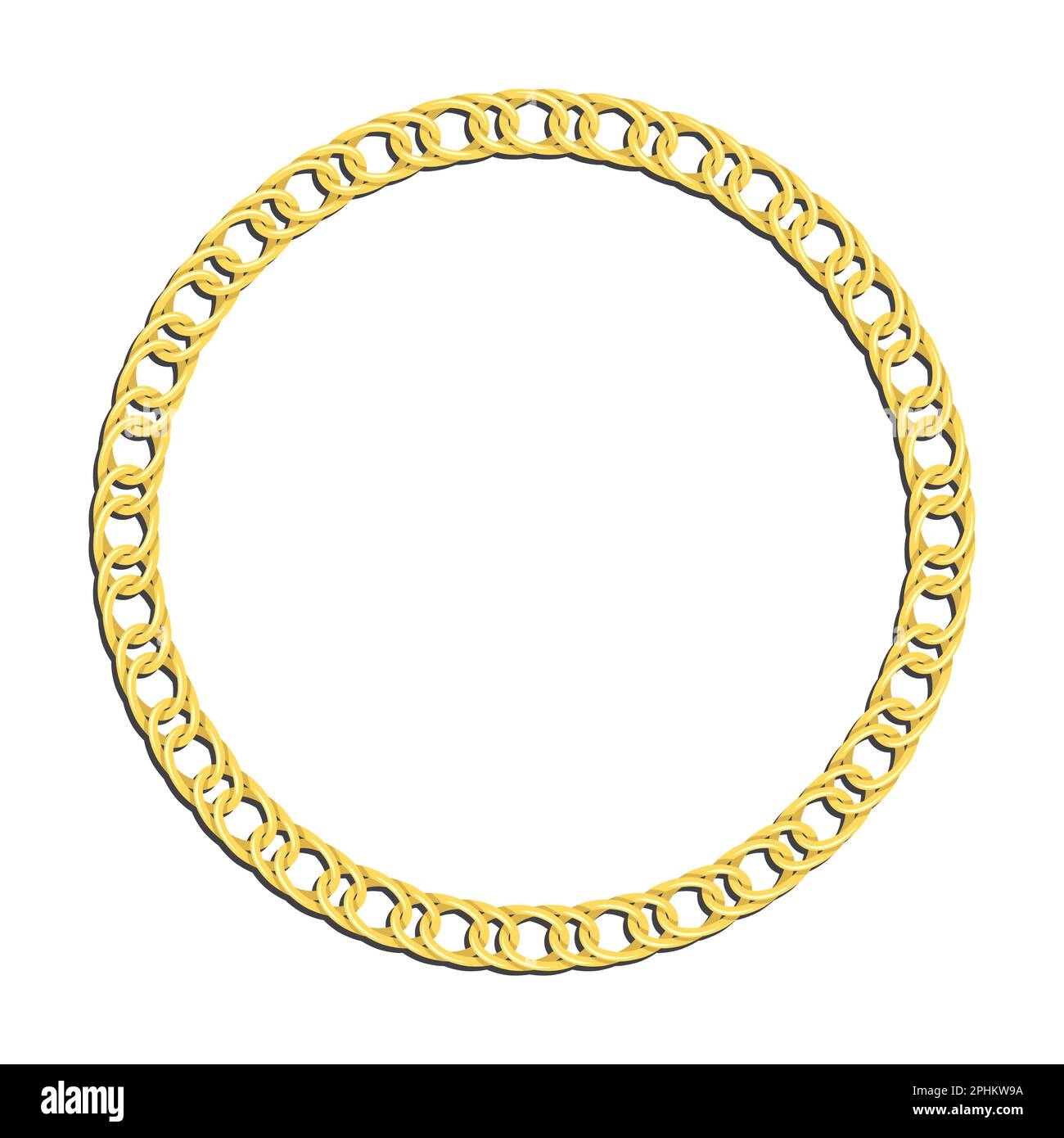 Golden round chain frames for decorative headers. Gold metal double