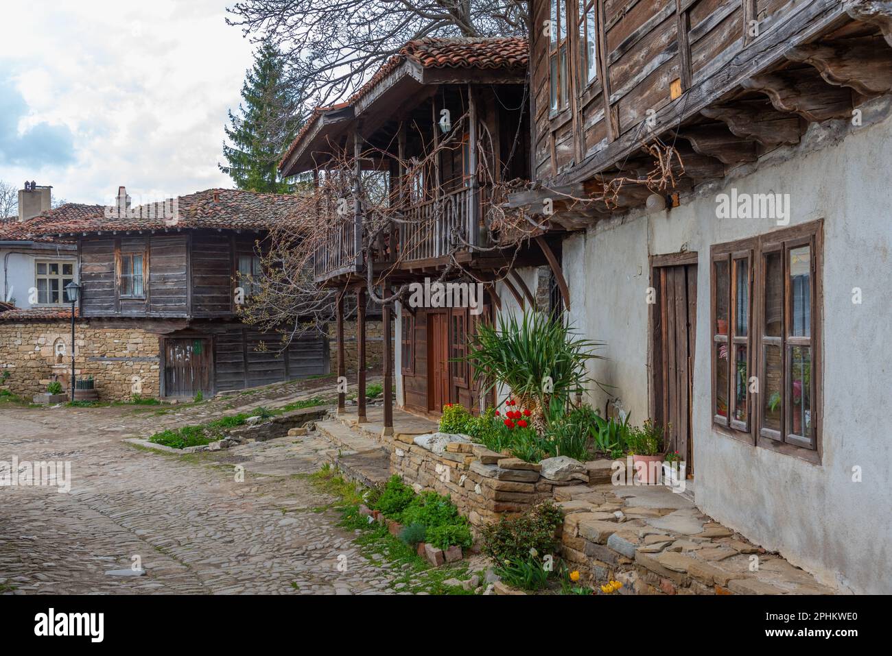 Traditional old houses in Bulgarian village Zheravna Stock Photo - Alamy