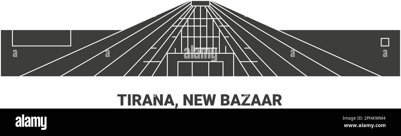 Albania, Tirana, New Bazaar, travel landmark vector illustration Stock Vector