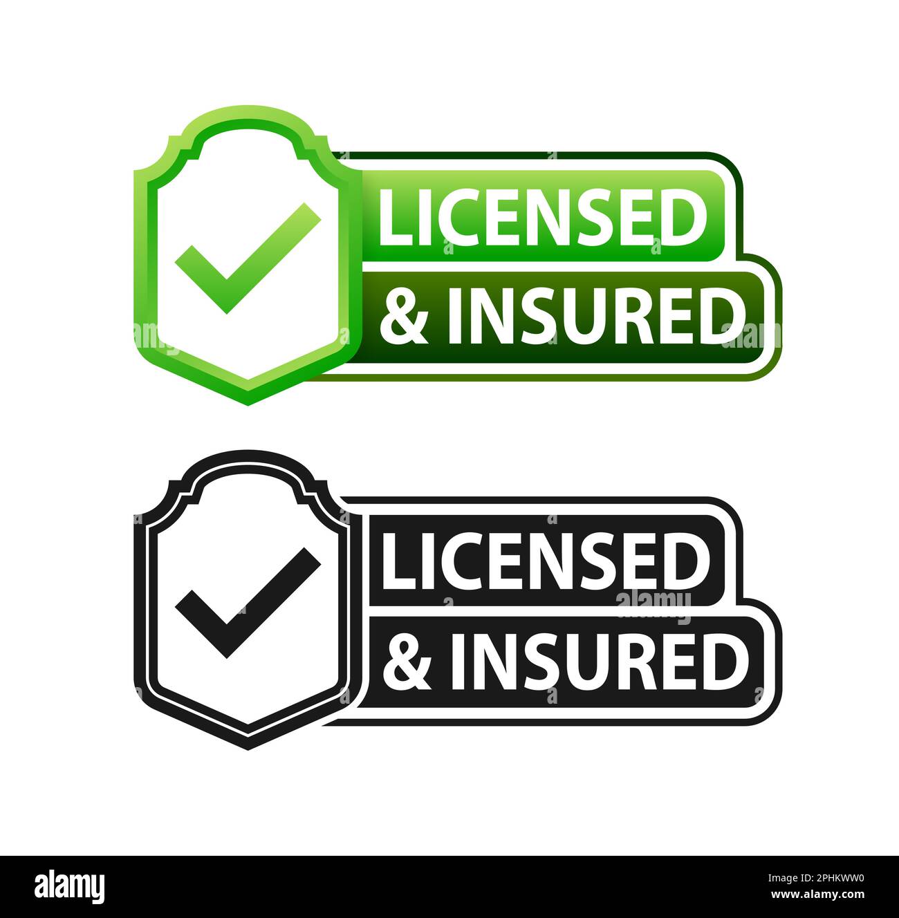 licensed and insured label. Official license and insurance a