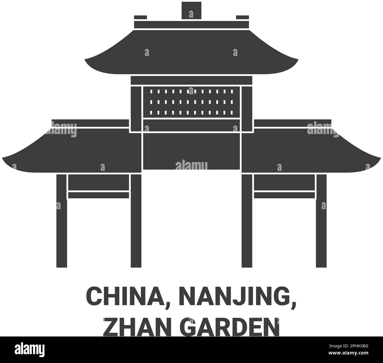 China, Nanjing, Zhan Garden travel landmark vector illustration Stock Vector