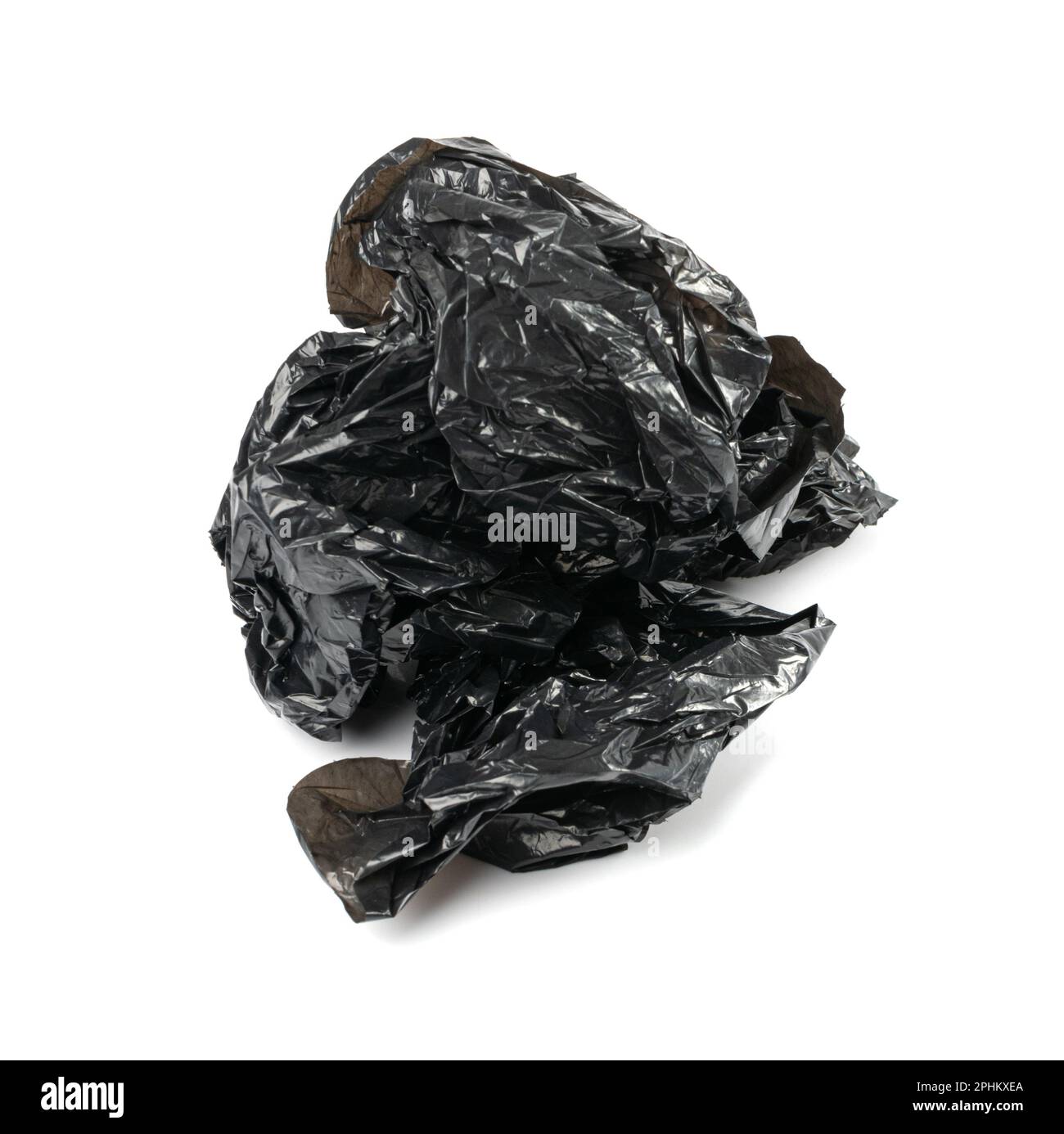 Crumpled Garbage Bag Isolated. Wrinkled Trash Package, Used Plastic Bin