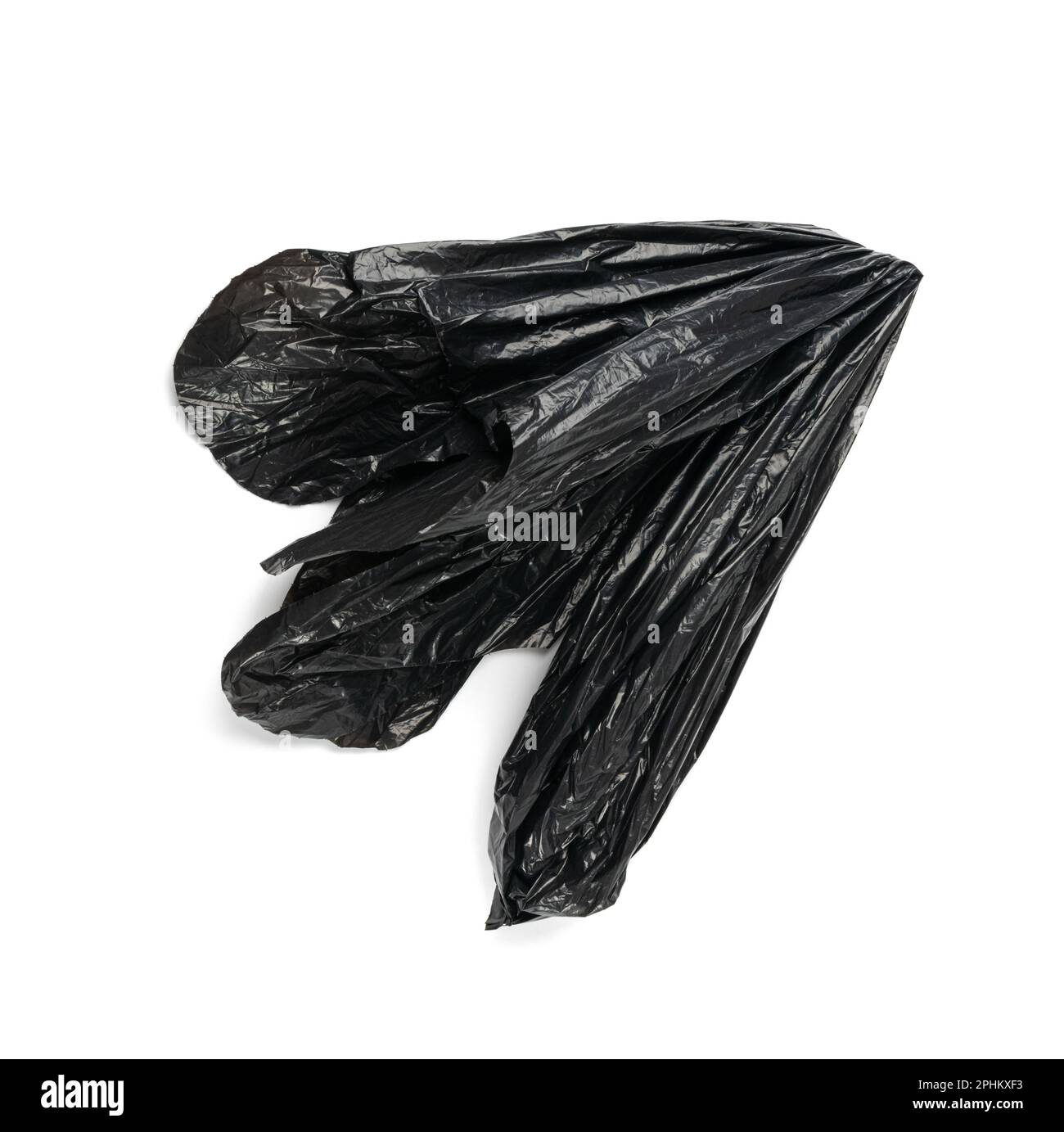 Crumpled Garbage Bag Isolated. Wrinkled Trash Package, Used Plastic Bin