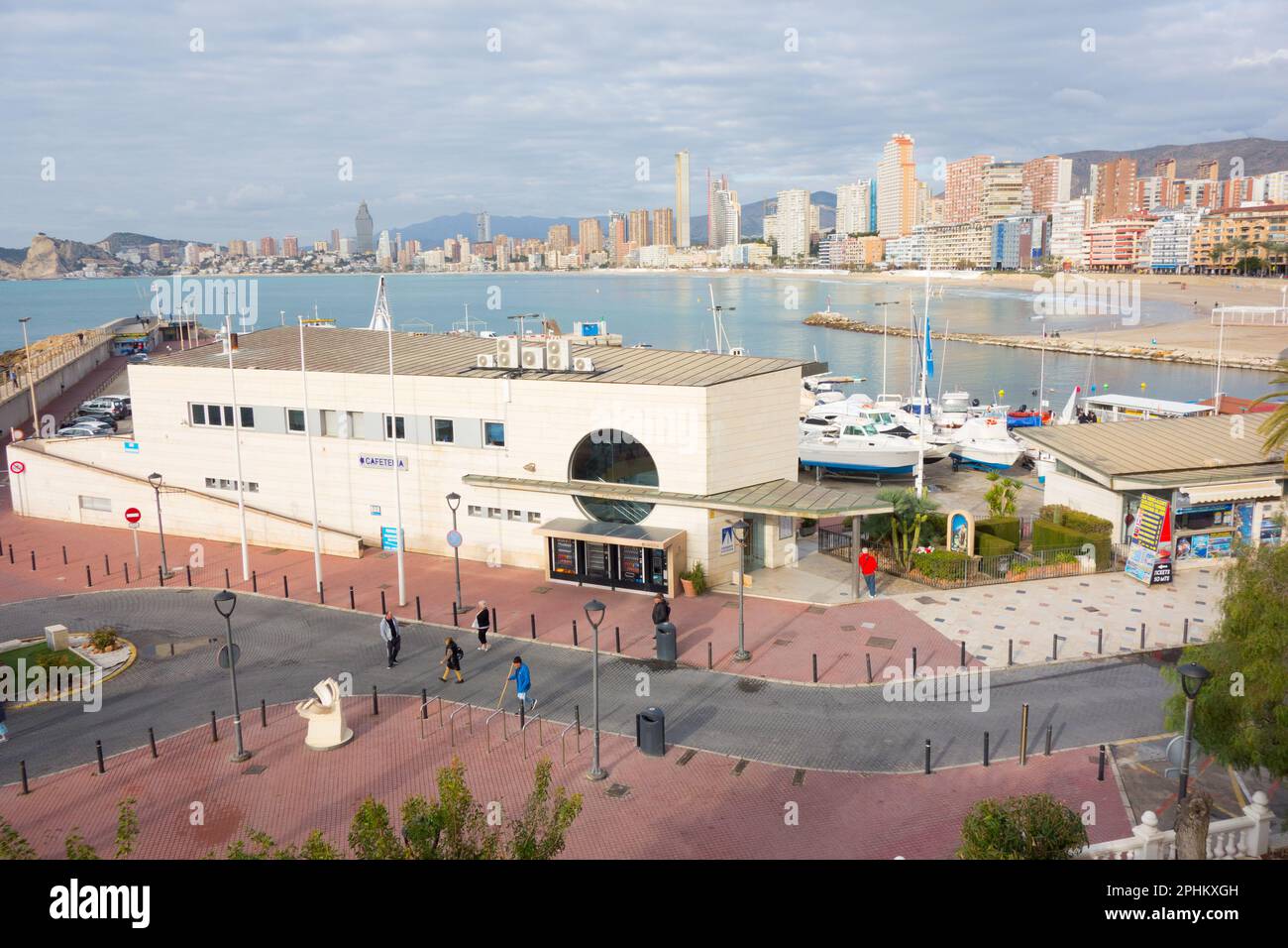 Benidorm harbour cafeteria Spain Stock Photo Alamy
