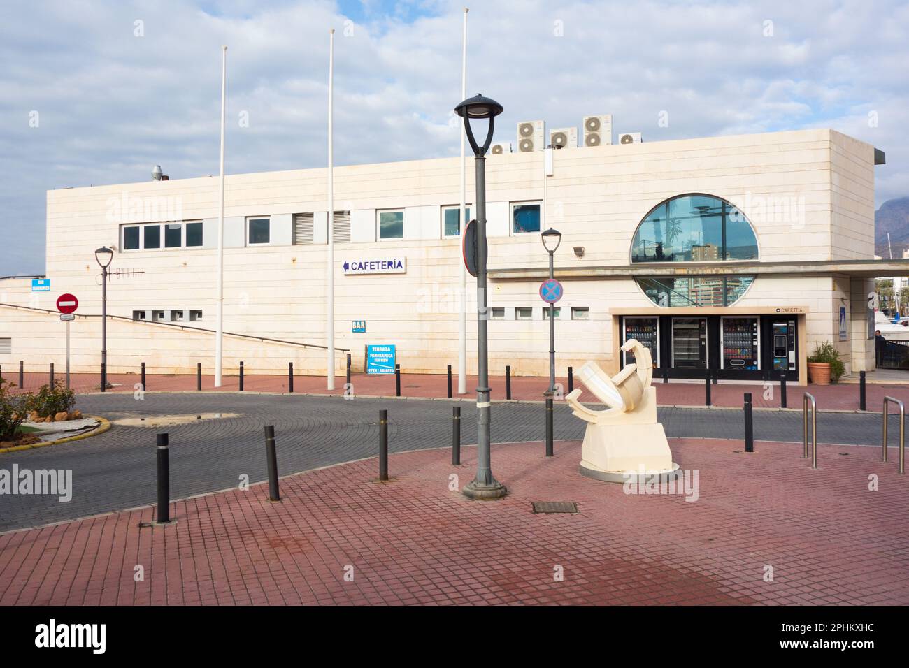 Benidorm harbour cafeteria Spain Stock Photo Alamy