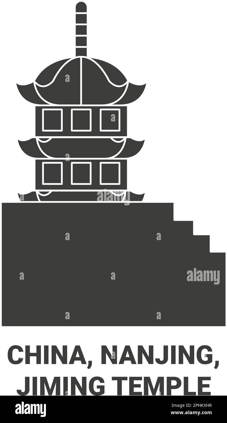 China, Nanjing, Jiming Temple travel landmark vector illustration Stock Vector