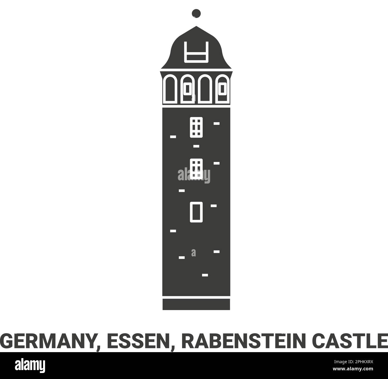 Germany, Essen, Rabenstein Castle travel landmark vector illustration Stock Vector