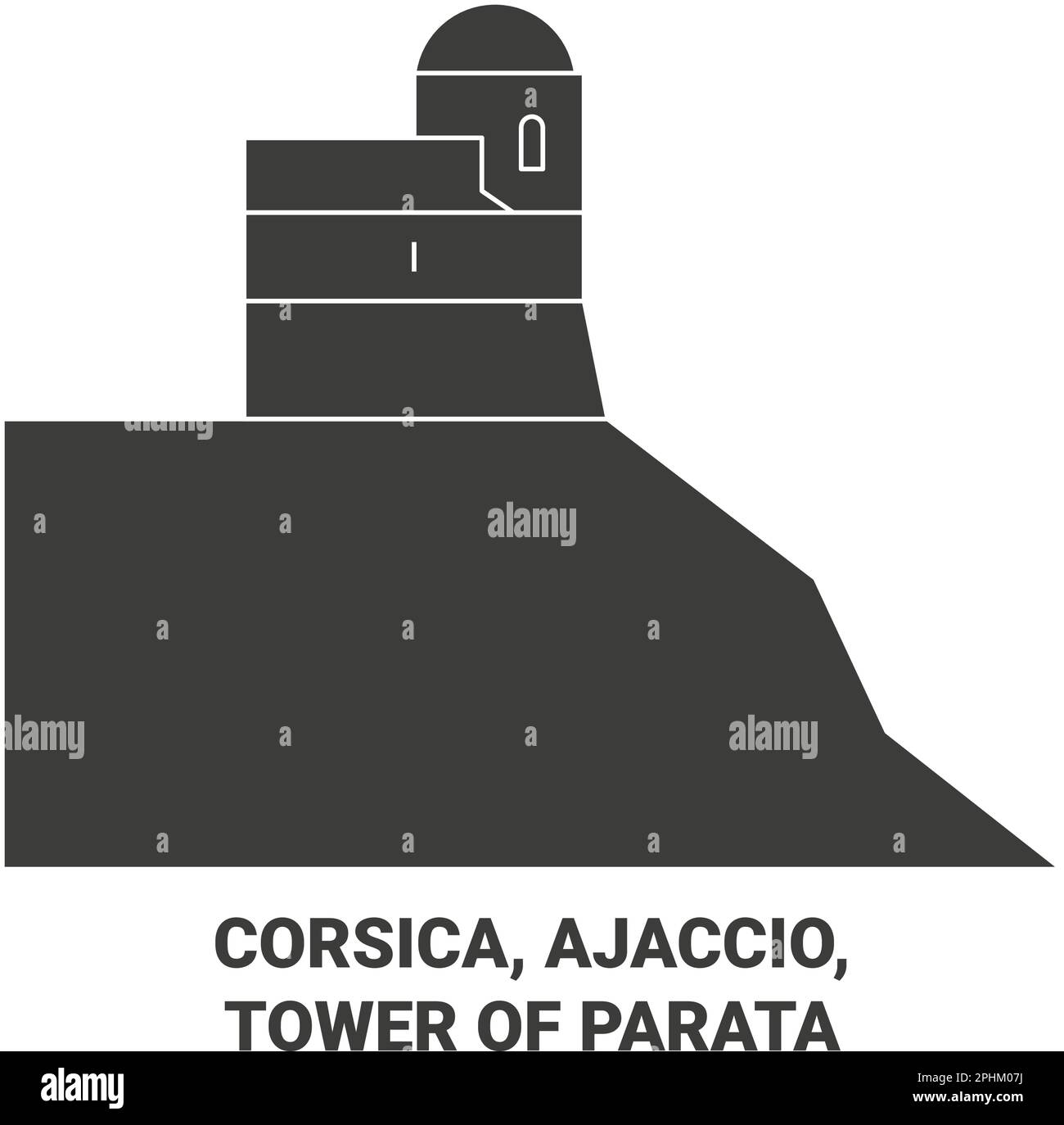 France, Corsica, Ajaccio, Tower Of Parata travel landmark vector illustration Stock Vector