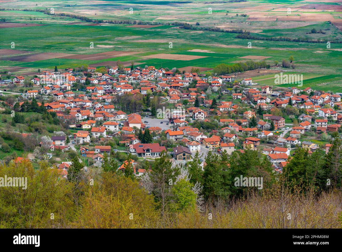 Aerial view of Bulgarian town Belchin Stock Photo - Alamy