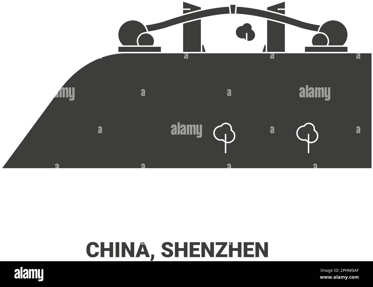 China, Shenzhen travel landmark vector illustration Stock Vector